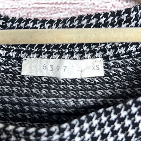 6397 Houndstooth Long Sleeve Shift Oversized Dress In Black/ White XS-L - Picture 10 of 13